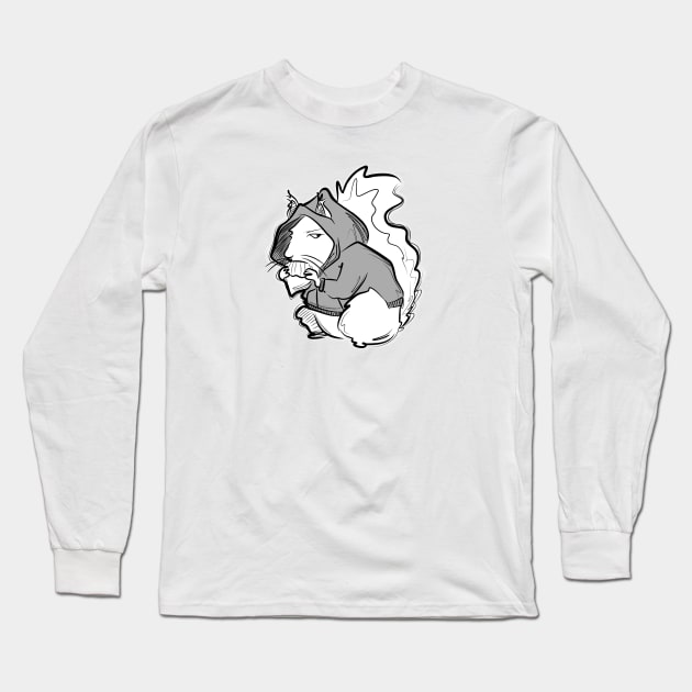 Hoodie Squirrel Long Sleeve T-Shirt by Jason's Doodles